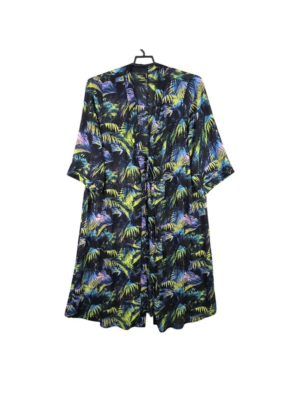 Womens Torrid Tropical Print Open Front Duster Kimono 100% Polyester Size 1